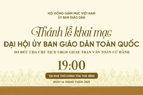 Trực tiếp Thánh lễ khai mạc Đại hội Uỷ ban Giáo dân toàn quốc tại Giáo phận Thái Bình lúc 19g00 ngày 16.9.2025