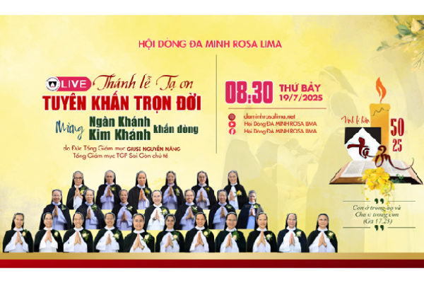 Trực tuyến THÁNH LỄ TUYÊN KHẤN TRỌN ĐỜI mừng NGÂN KHÁNH và KIM KHÁNH - 2025