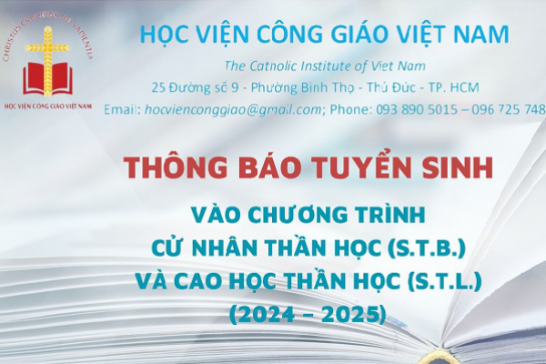Học viện Công giáo Việt Nam thông báo tuyển sinh cử nhân và cao học thần học năm 2024 - 2025