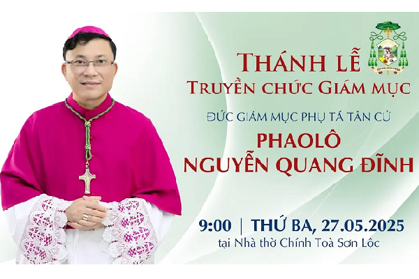 Trực tiếp thánh lễ truyền chức Giám mục cho Đức cha Phụ tá tân cử Phaolô Nguyễn Quang Đĩnh