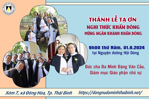 Trực tuyến: Thánh lễ Tạ ơn, Nghi thức Khấn dòng và mừng Ngân khánh Khấn dòng (01.8.2024)